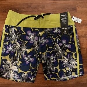 Rip Curl Green and Purple Board Shorts Vibrant Swimwear